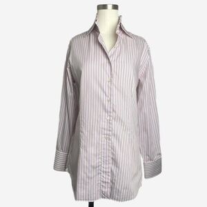 Finamore 1925 Napoli Red Blue Striped Poplin Cotton Ivana button down size 12